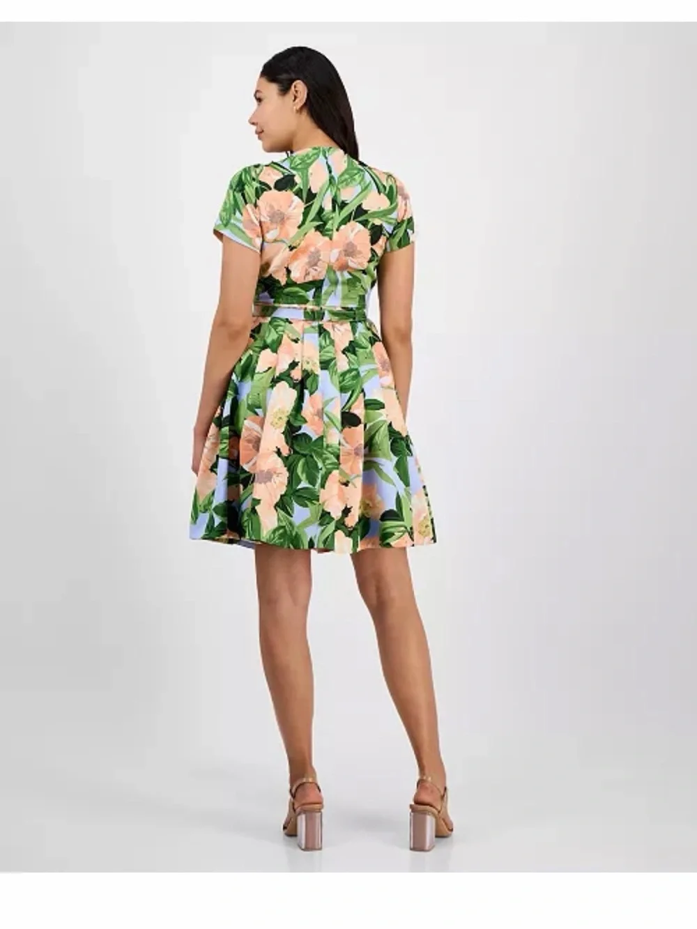 Tahari ASL Floral Belted Fit & Flare Pleated Dress Size 16 NWT - Picture 6 of 14